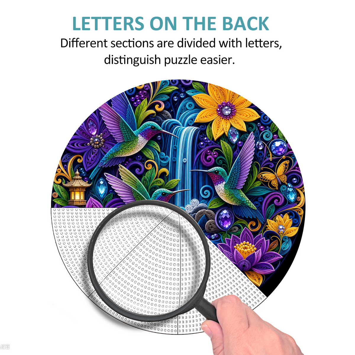 Radiant Hummingbird Jewel Garden Round Puzzle - puzzle product view