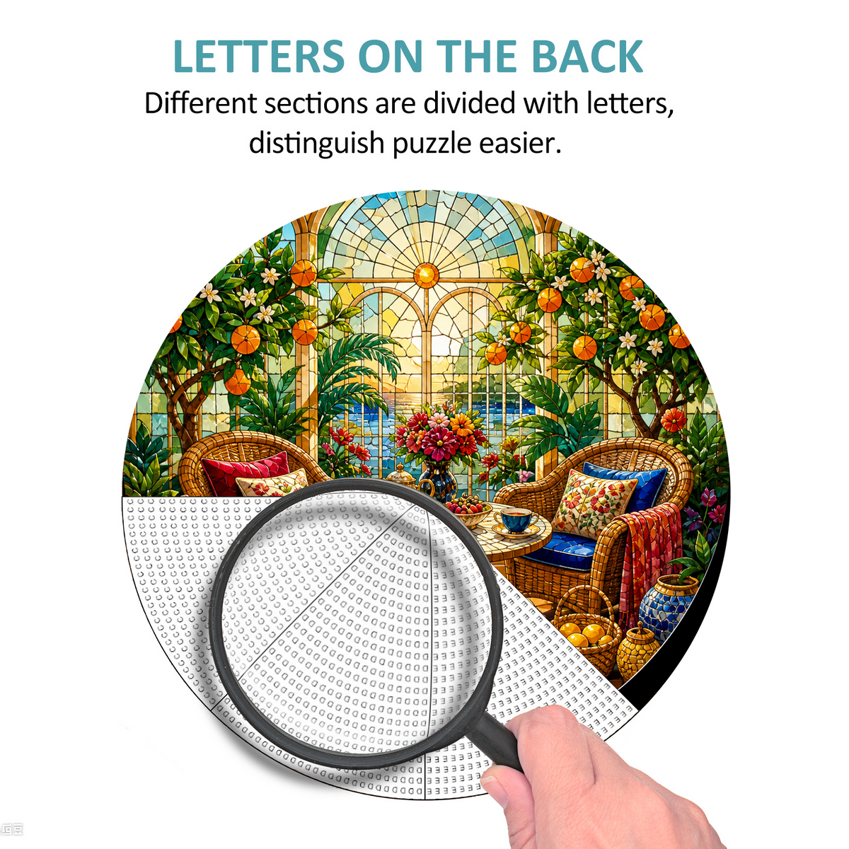 Golden Sunroom Tea Corner Round Puzzle - puzzle product view