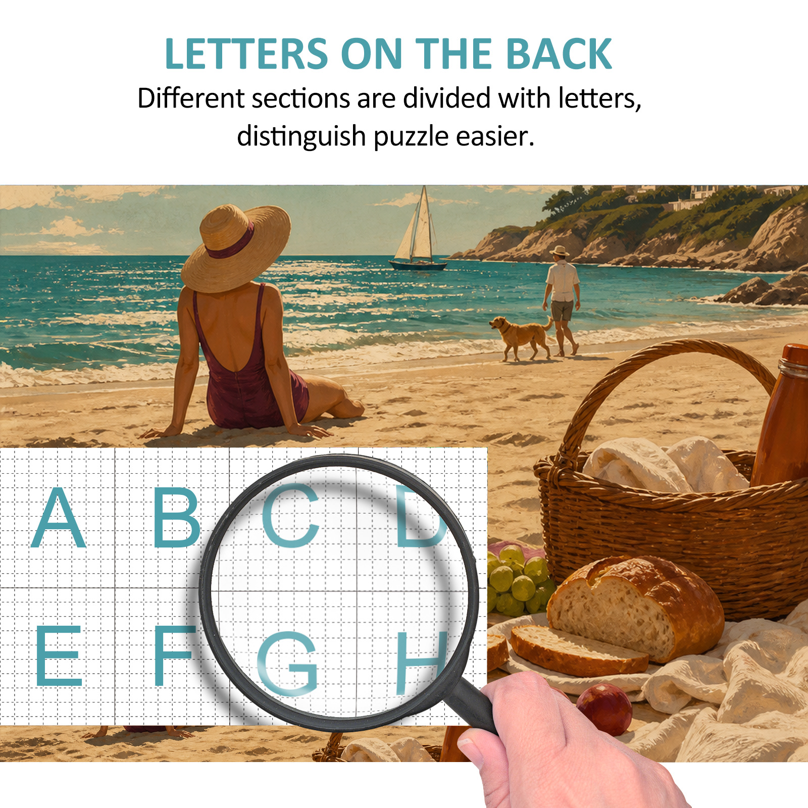 Story Rich Summer Beach Picnic Travel Poster Landscape Puzzle - puzzle product view