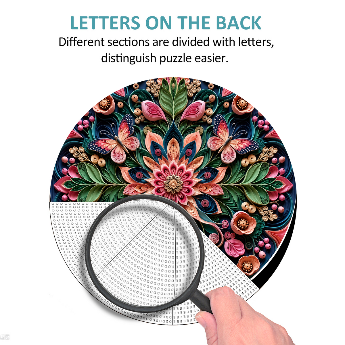Wildflower Botanical Kaleidoscope Round Puzzle - puzzle product view