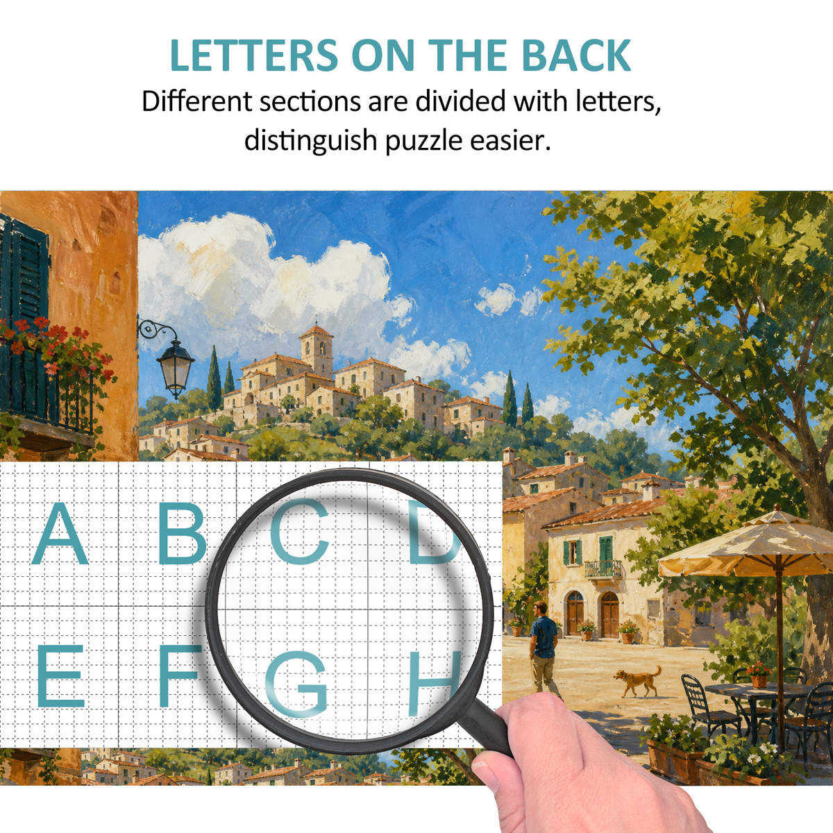 Sunlit Hill Town Landscape Puzzle - puzzle product view