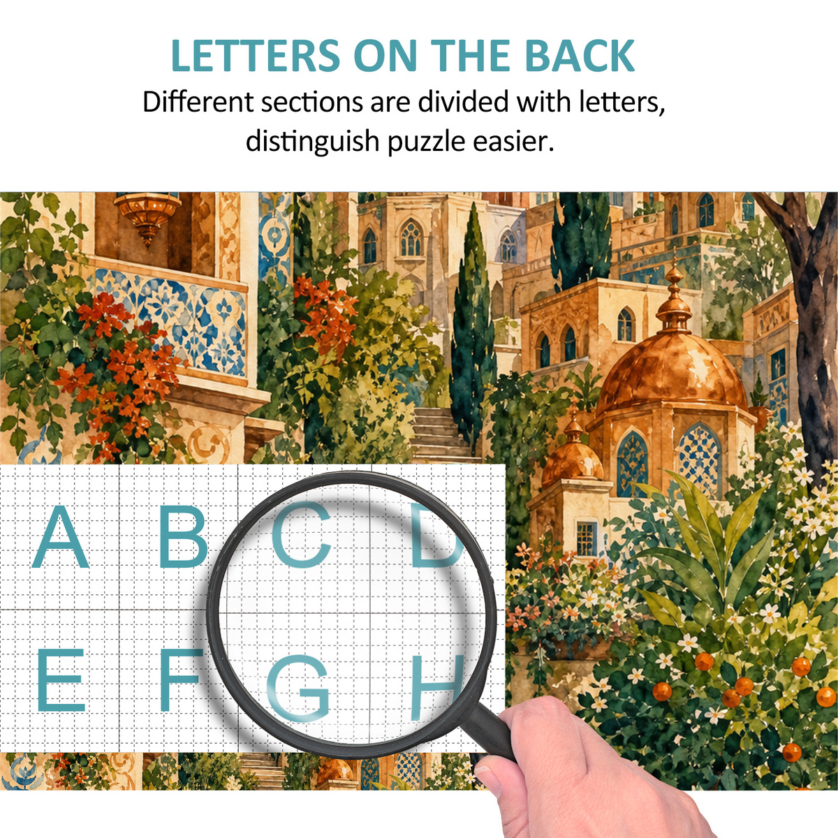Hidden Watercolor City Garden Portrait Puzzle - puzzle product view