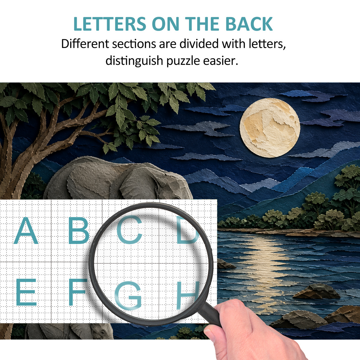 Moonlit Elephant Family Landscape Puzzle - puzzle product view