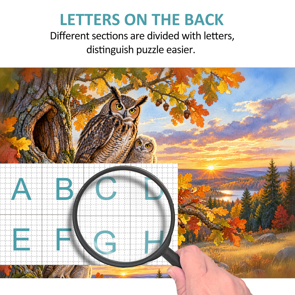 Golden-Hour Owls Landscape Puzzle - puzzle product view