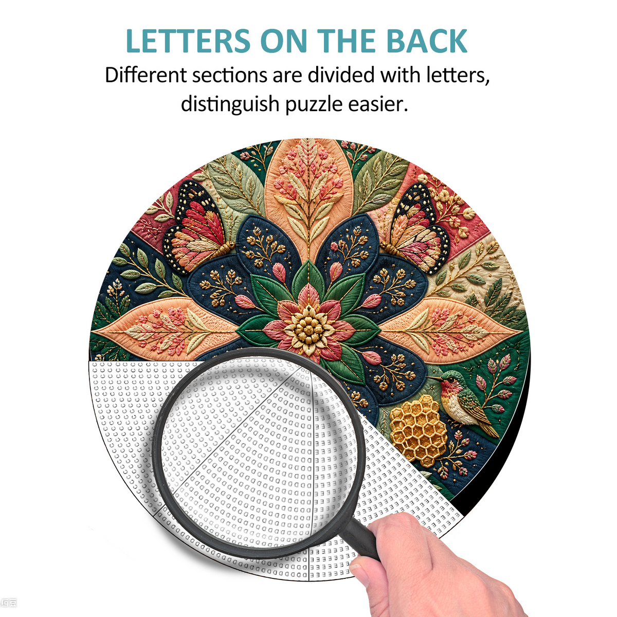 Honeyed Botanical Kaleidoscope Round Puzzle - puzzle product view