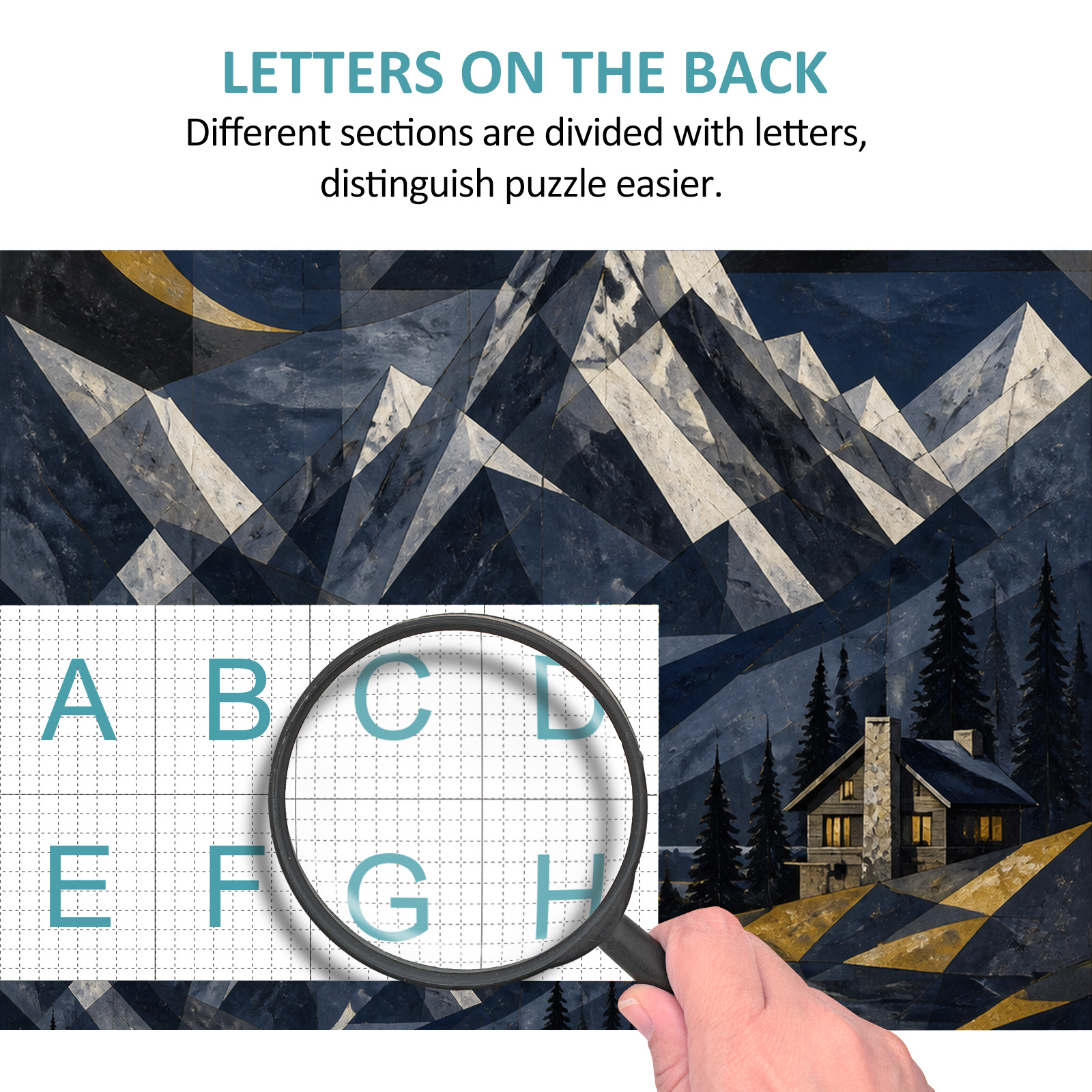 Moonlit Charcoal Alpine Range Portrait Puzzle - puzzle product view