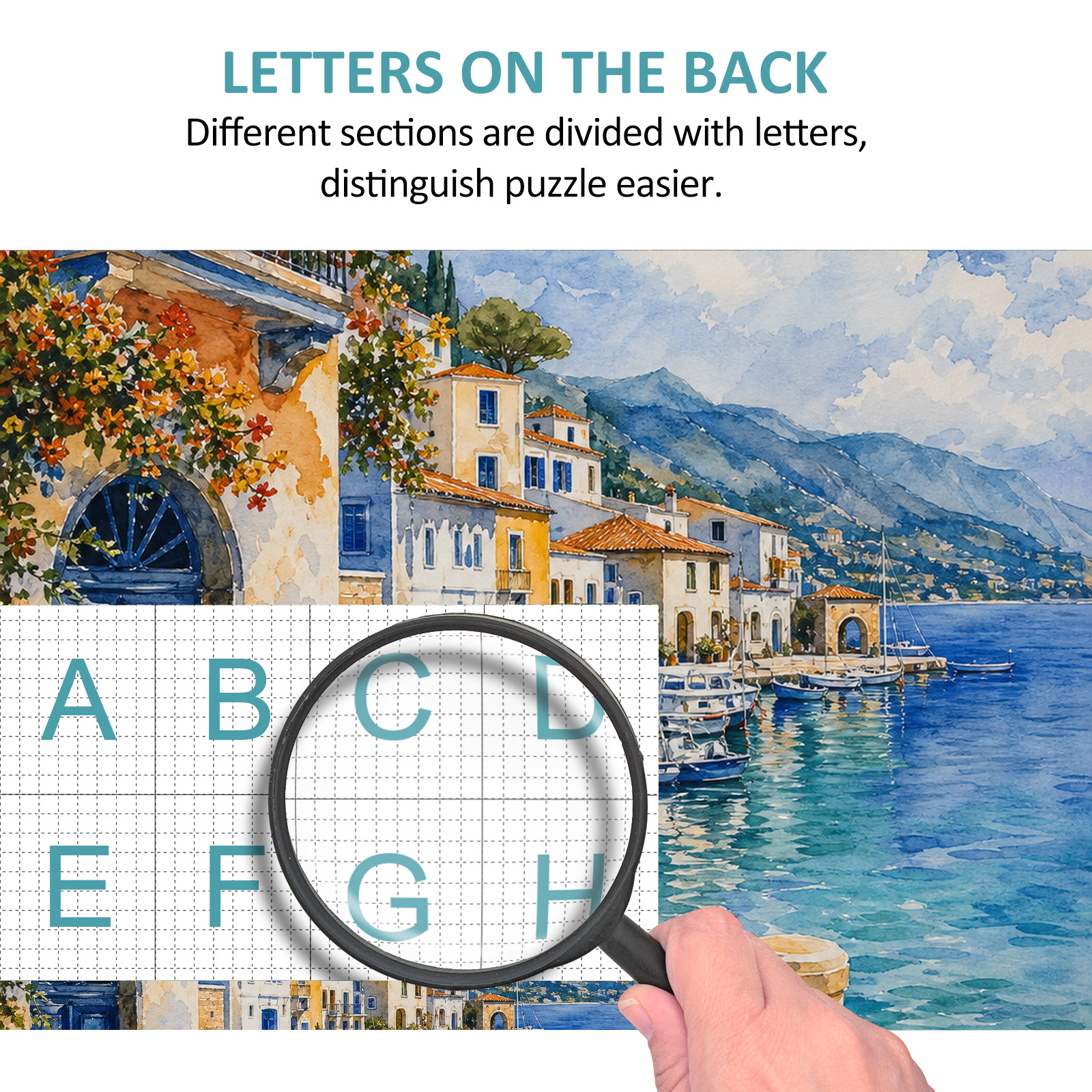 Rain-Washed Watercolor Harbor Portrait Puzzle - puzzle product view