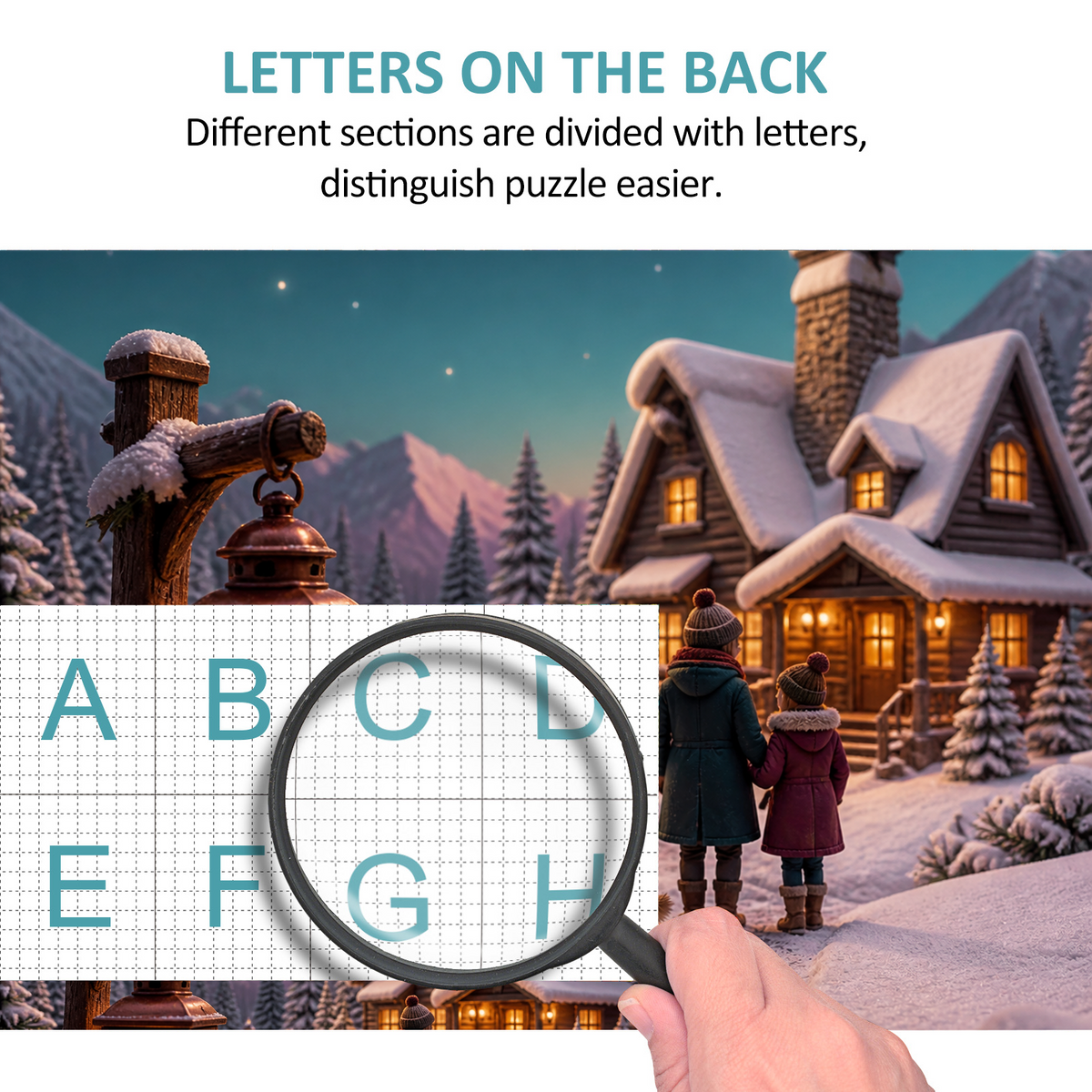 Golden Hour Winter Cabin Lights Soft 3d Storybook Landscape Puzzle - puzzle product view
