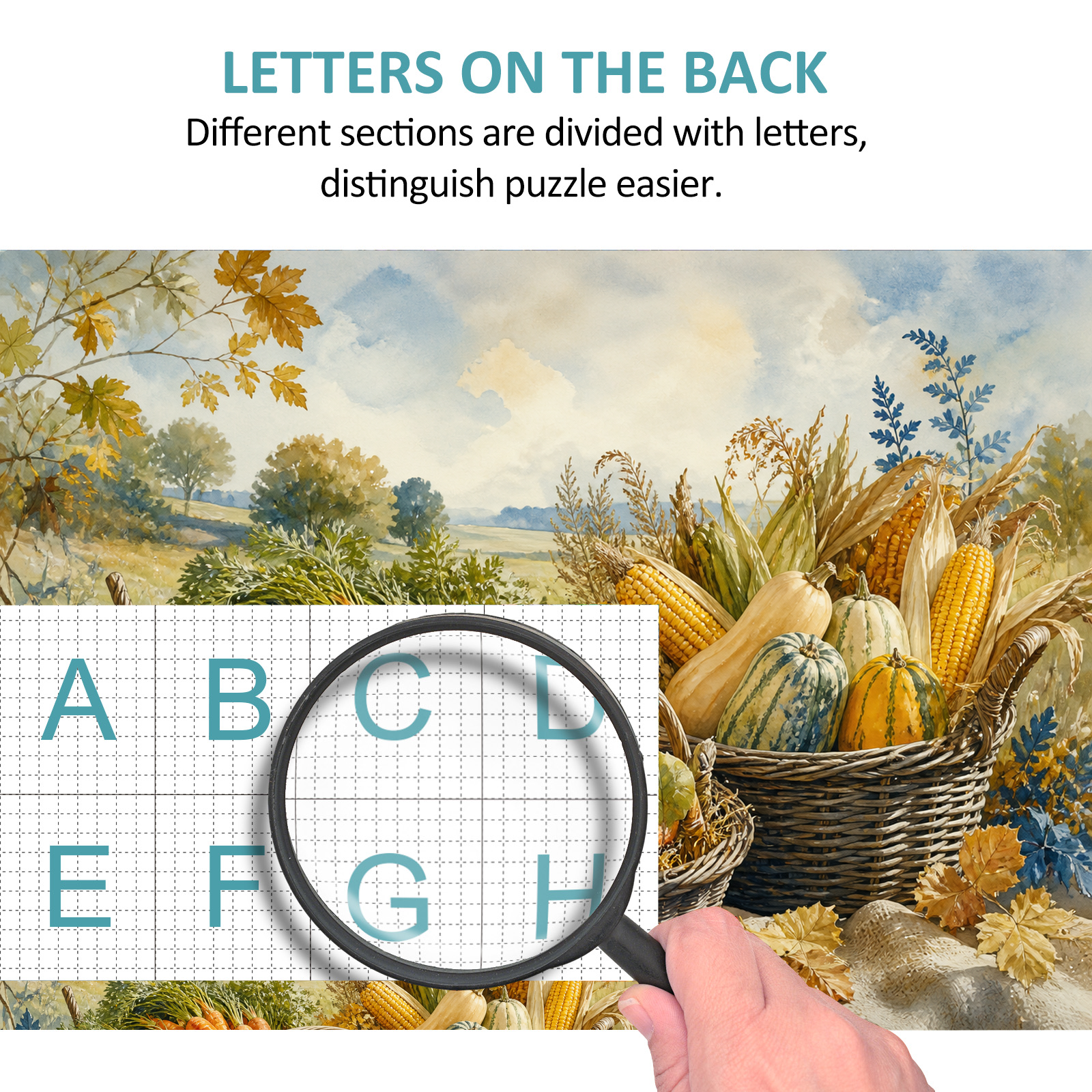 Story Rich Farmers Market Baskets Watercolor Ink Landscape Puzzle - puzzle product view