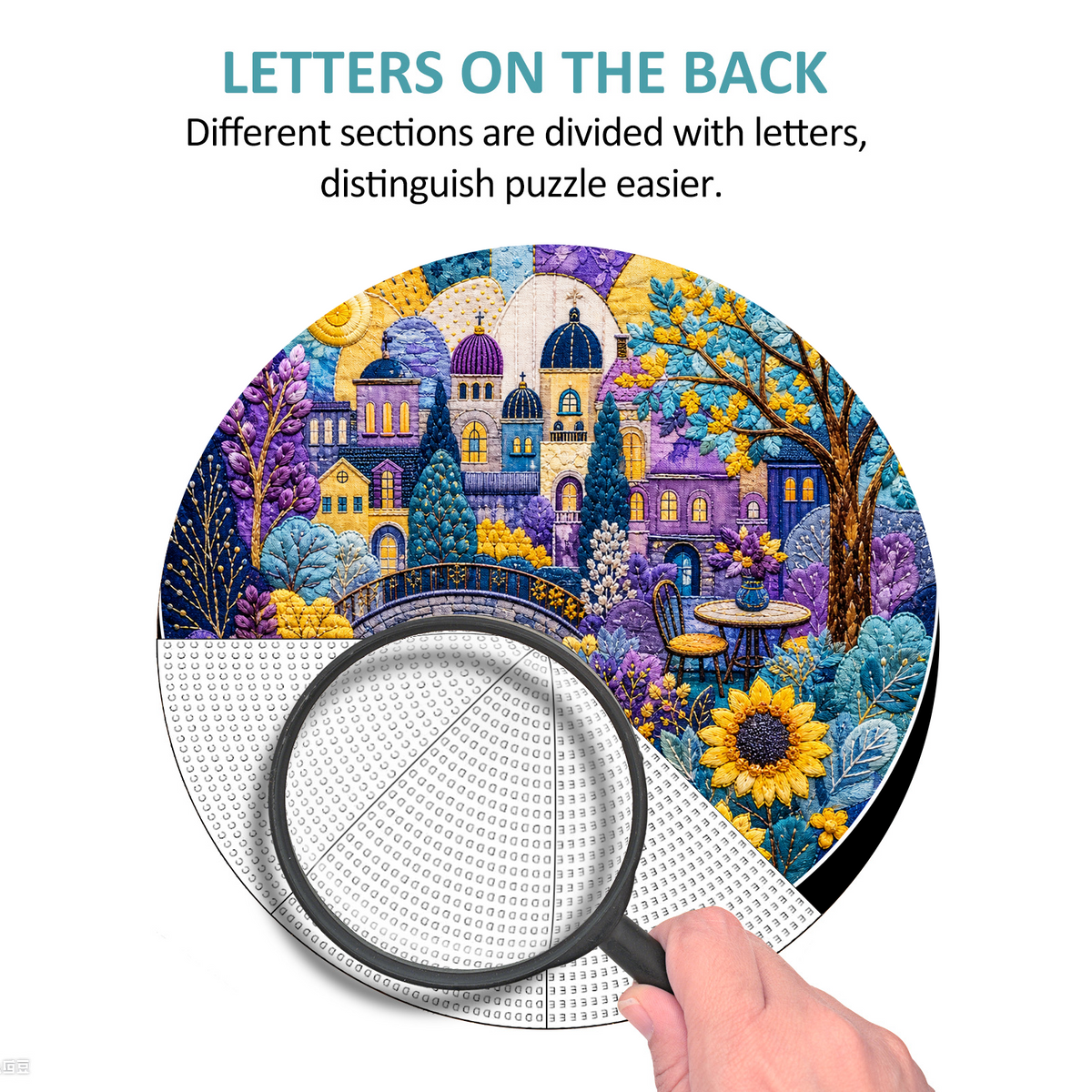 Whispering Watercolor City Garden Round Puzzle - puzzle product view