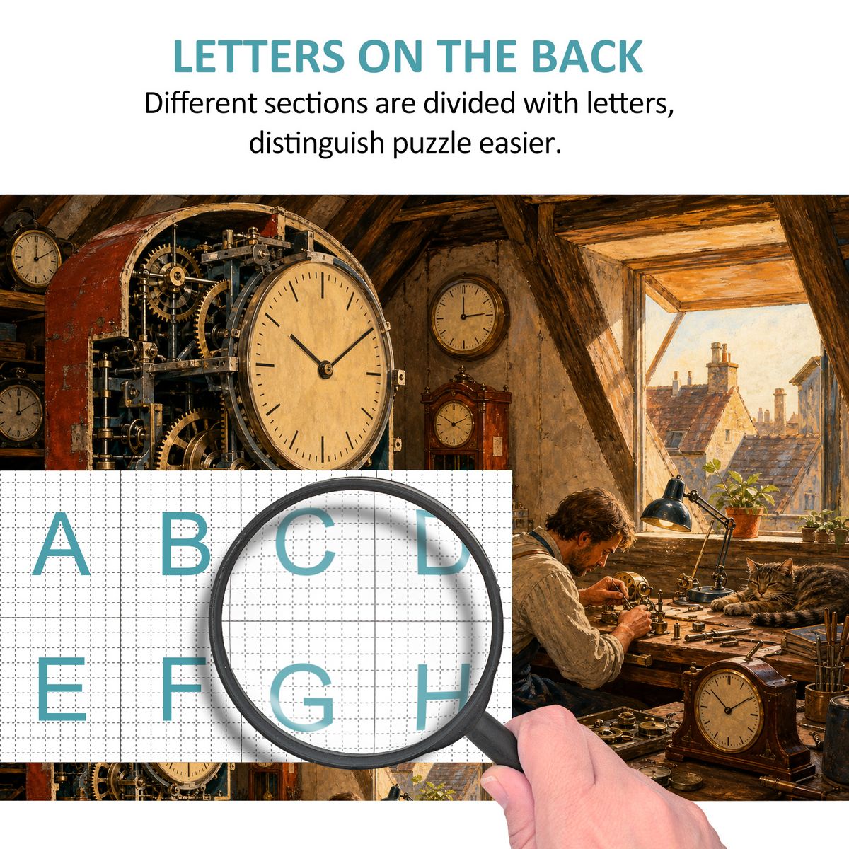Luminous Clockmaker Attic Retro Mechanical Landscape Puzzle - puzzle product view