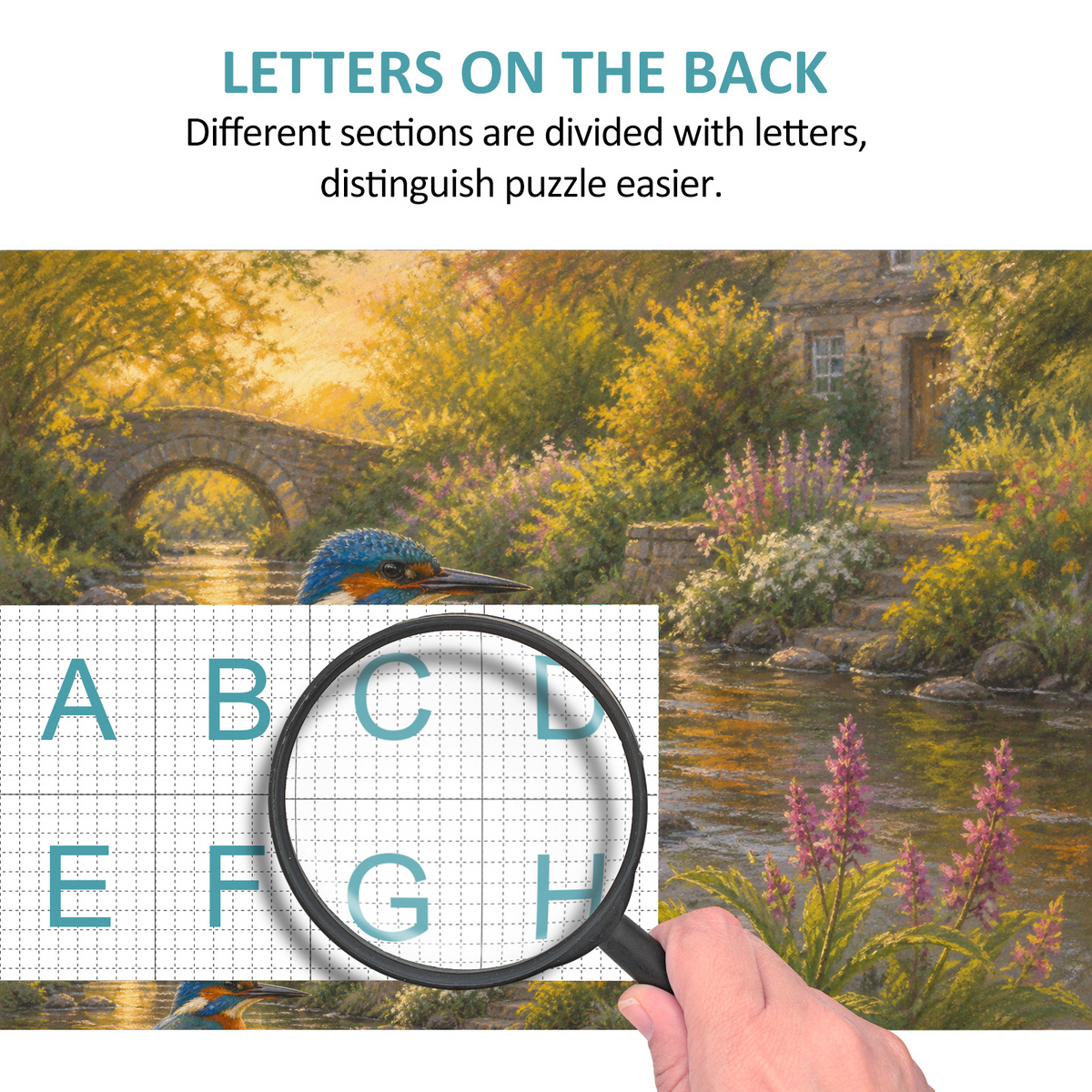 Golden-Hour Kingfisher By A River Landscape Puzzle - puzzle product view