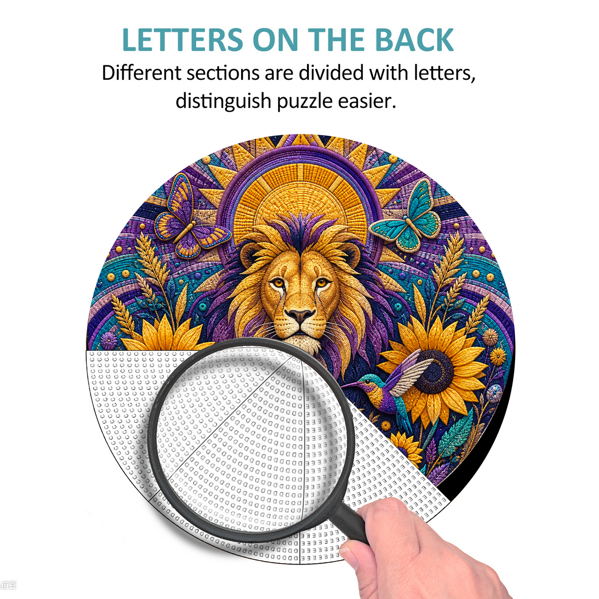 Wildflower Lion Sun Garden Round Puzzle - puzzle product view