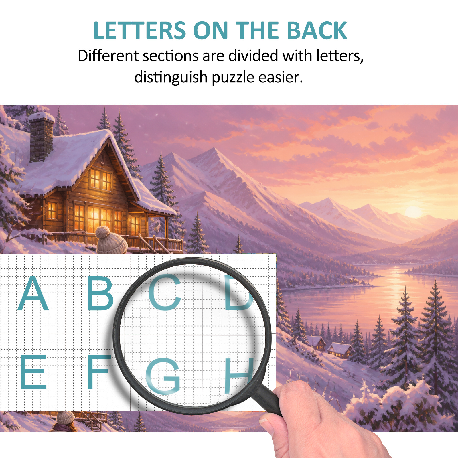 Quiet Winter Cabin Lights Character Illustration Landscape Puzzle - puzzle product view