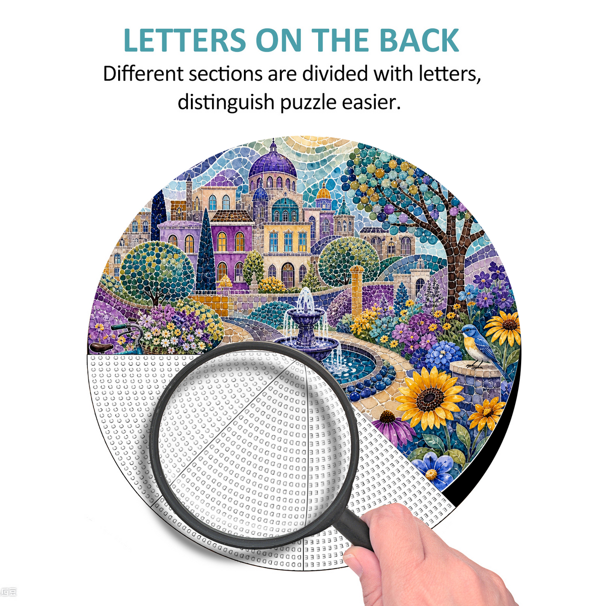 Wildflower Watercolor City Garden Round Puzzle - puzzle product view