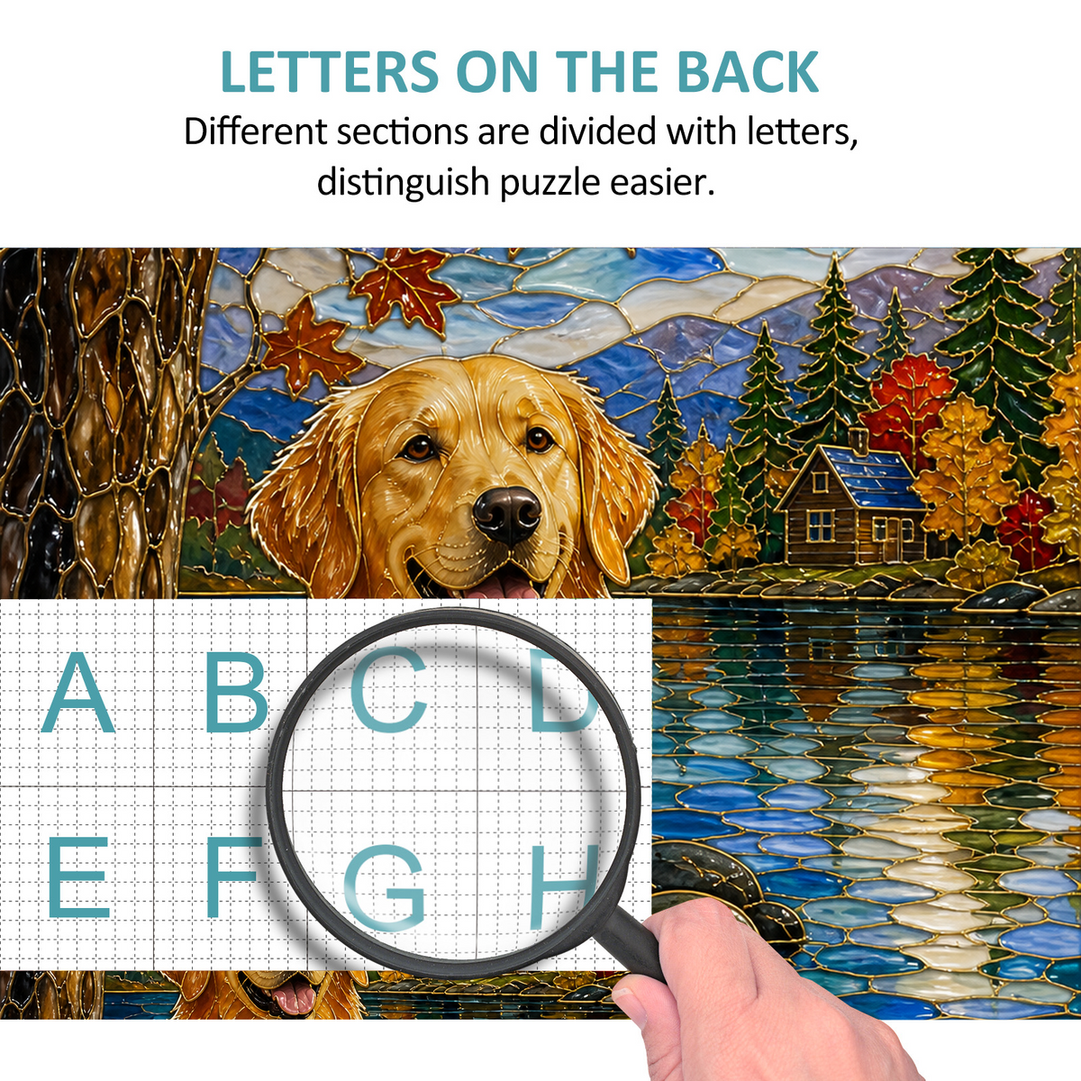 Luminous Golden Retriever Portrait Puzzle - puzzle product view
