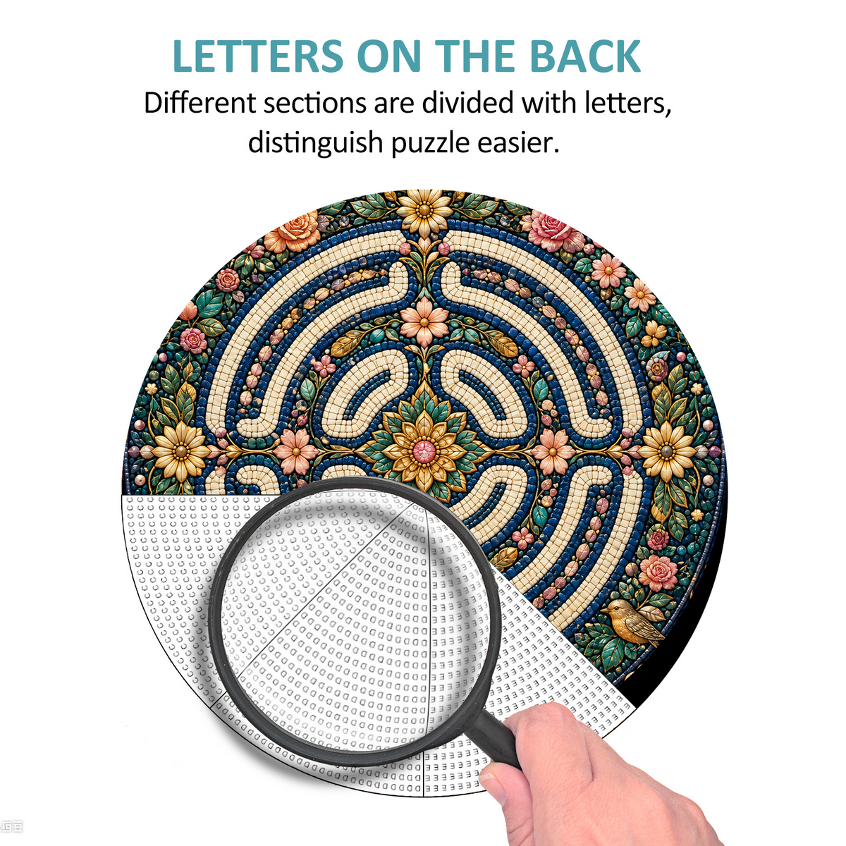 Golden Floral Labyrinth 074 Round Puzzle - puzzle product view