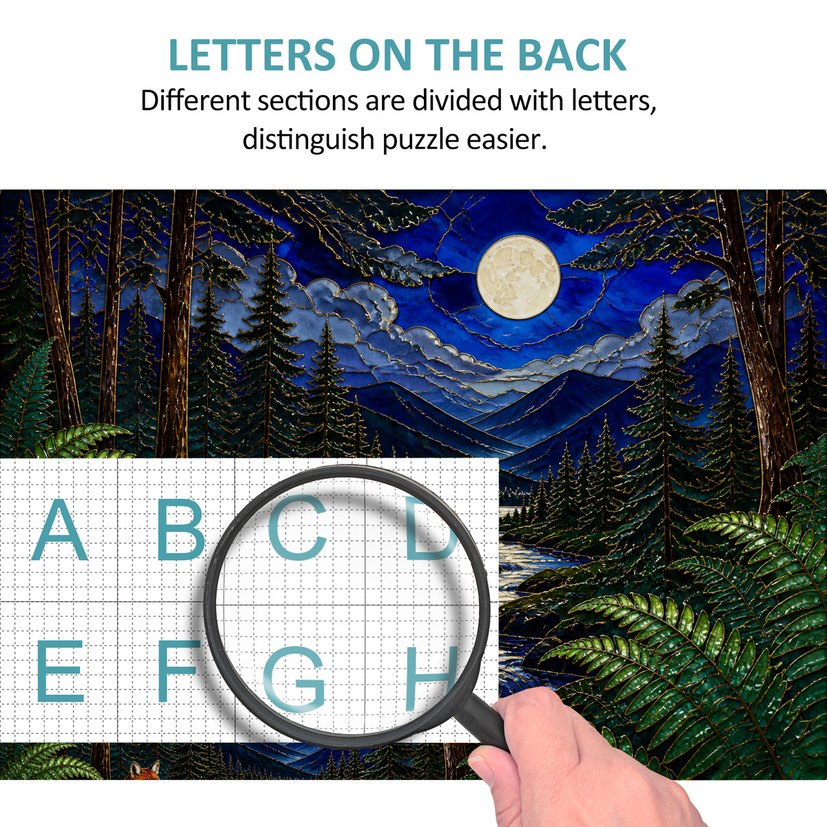 Moonlit Fern Forest Landscape Puzzle - puzzle product view