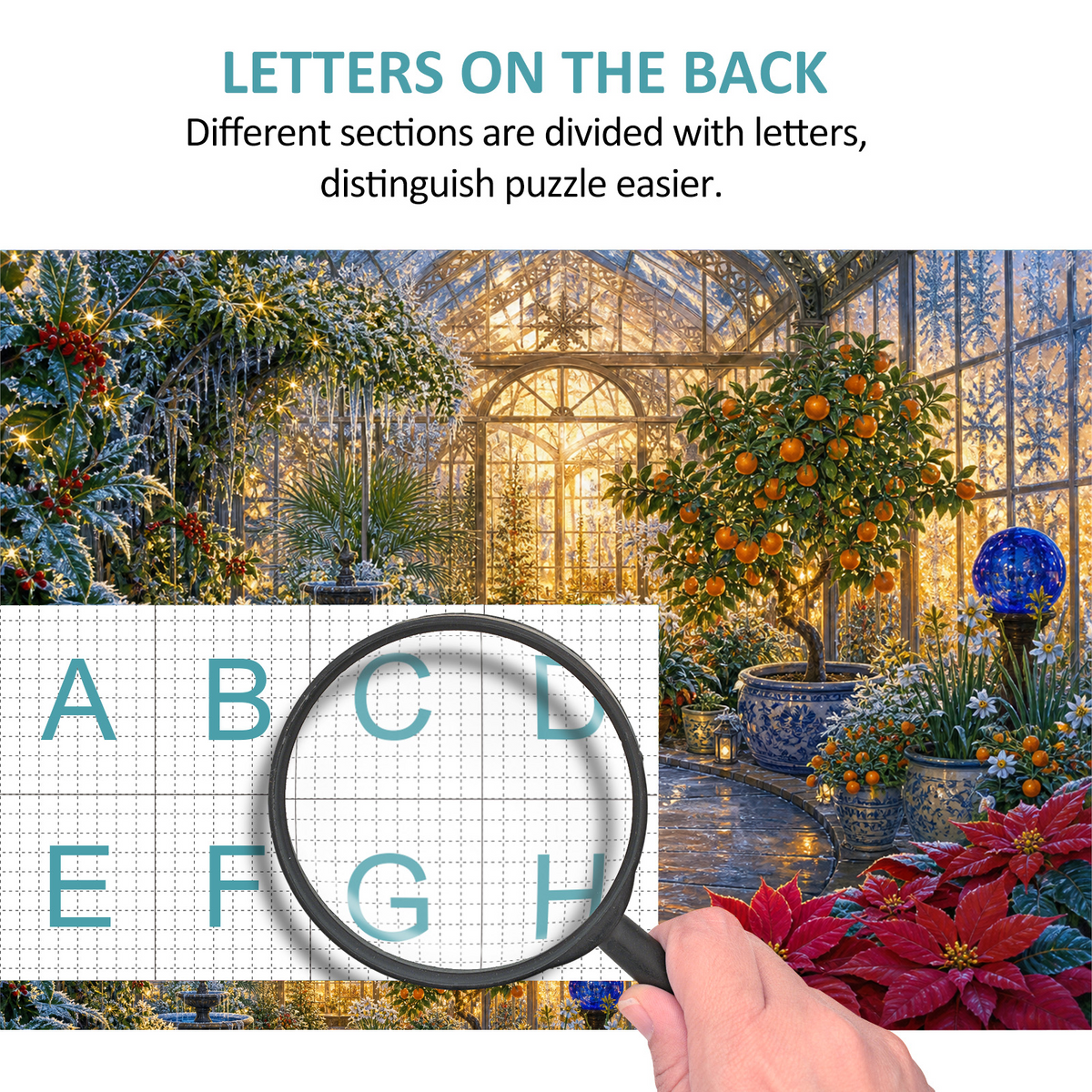 Golden Frosted Greenhouse Landscape Puzzle - puzzle product view