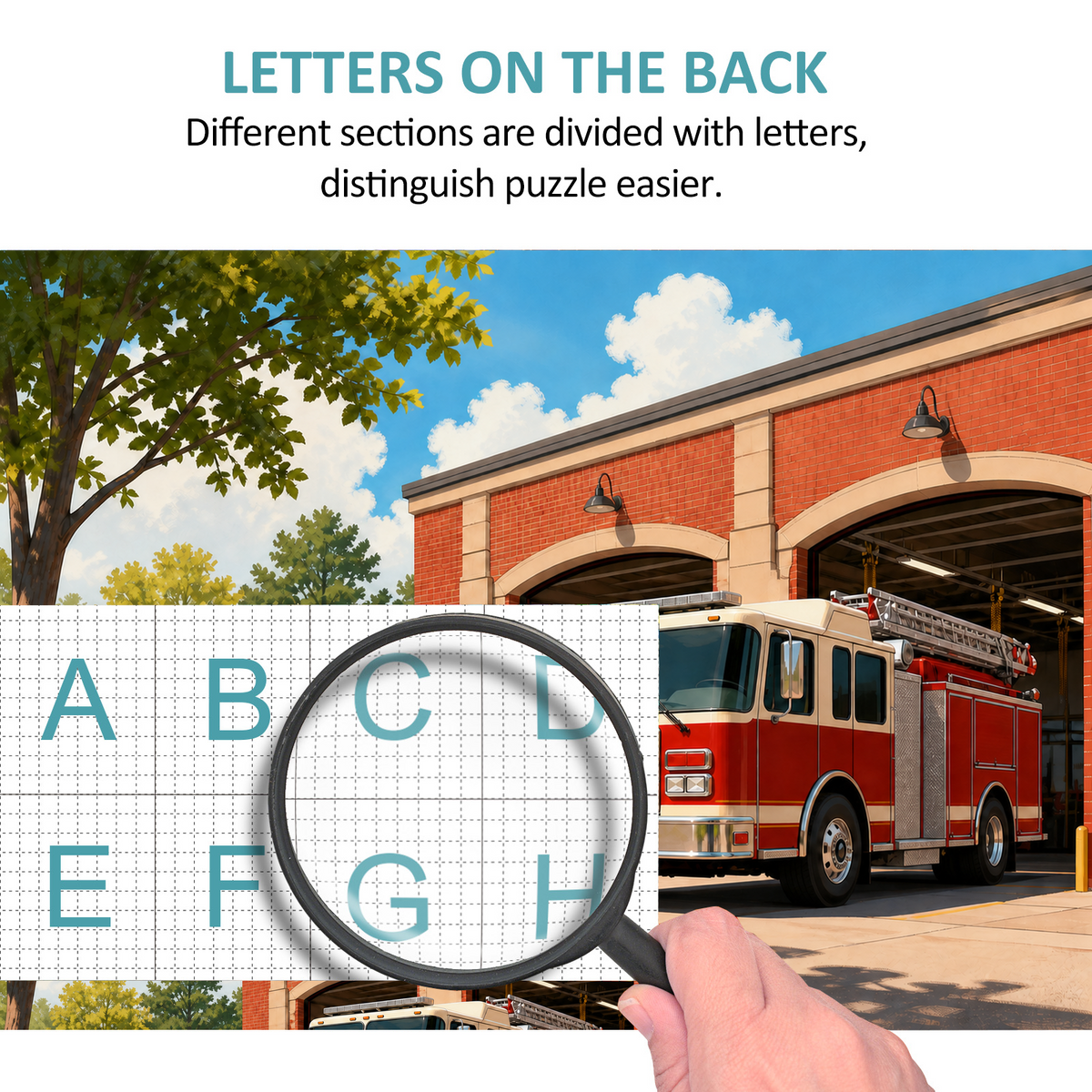 Sunlit Fire Engines at the Station Flat Editorial Illustration - puzzle product view