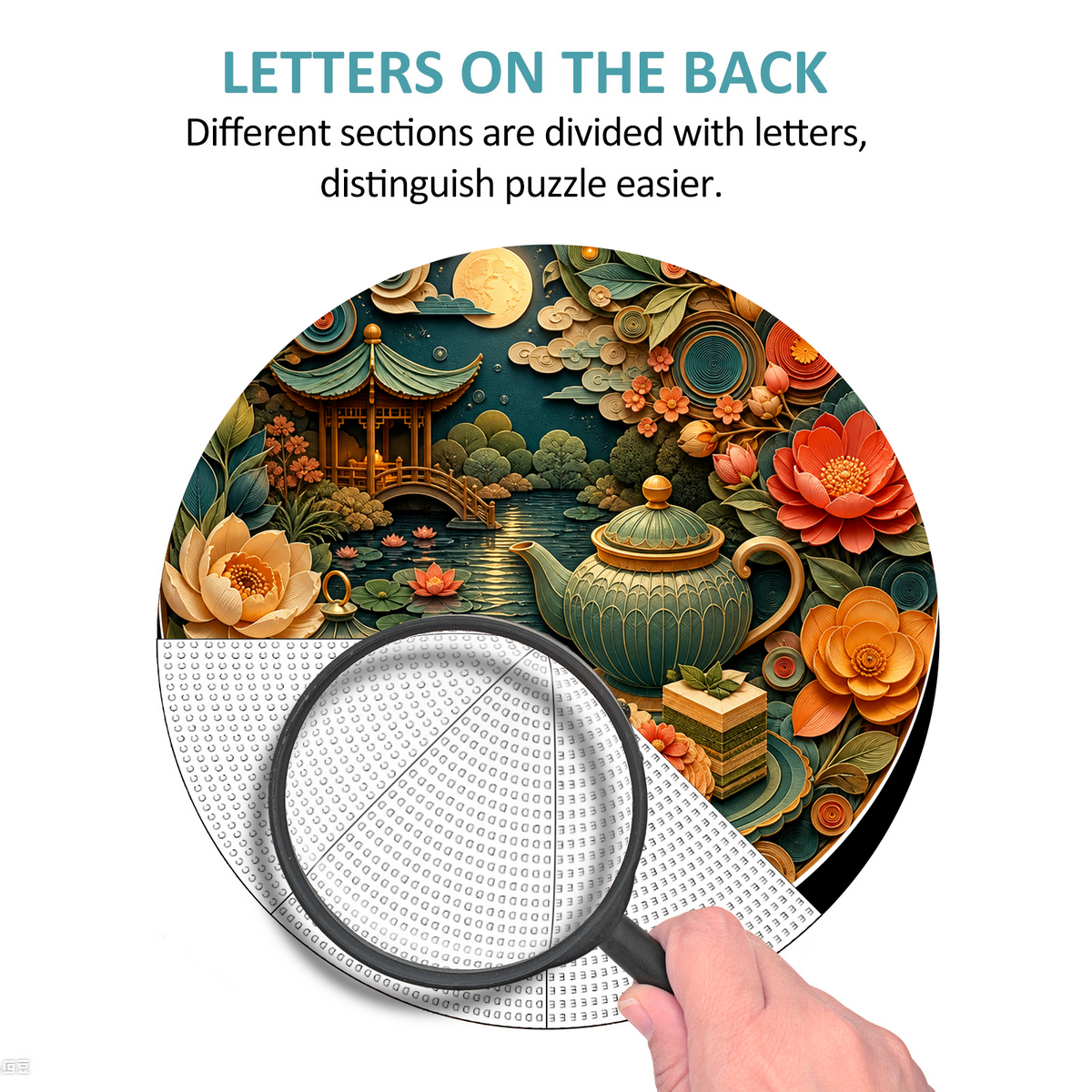 Sapphire Moonlight Tea Garden Round Puzzle - puzzle product view