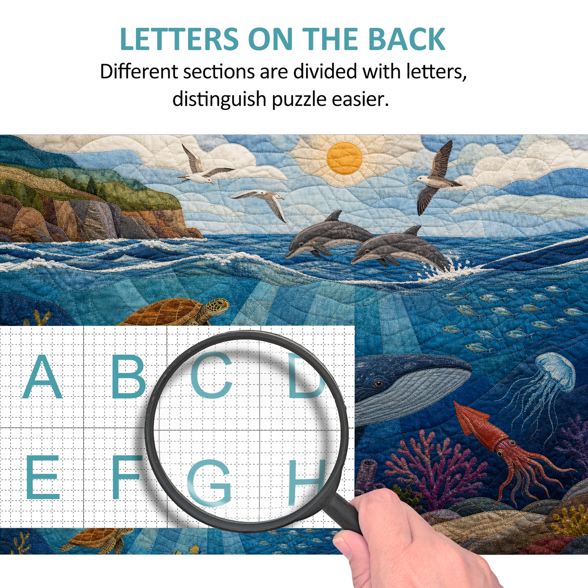 Quiet Ocean Life Layers Textile Quilt Landscape Puzzle - puzzle product view