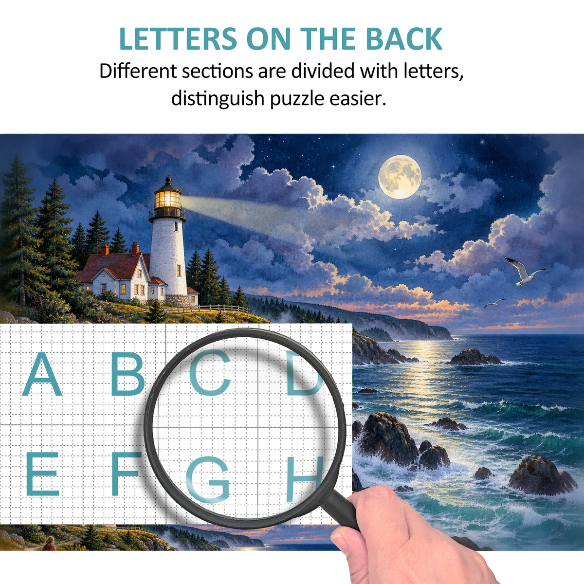 Moonlit Coastal Cliffs Landscape Puzzle - puzzle product view