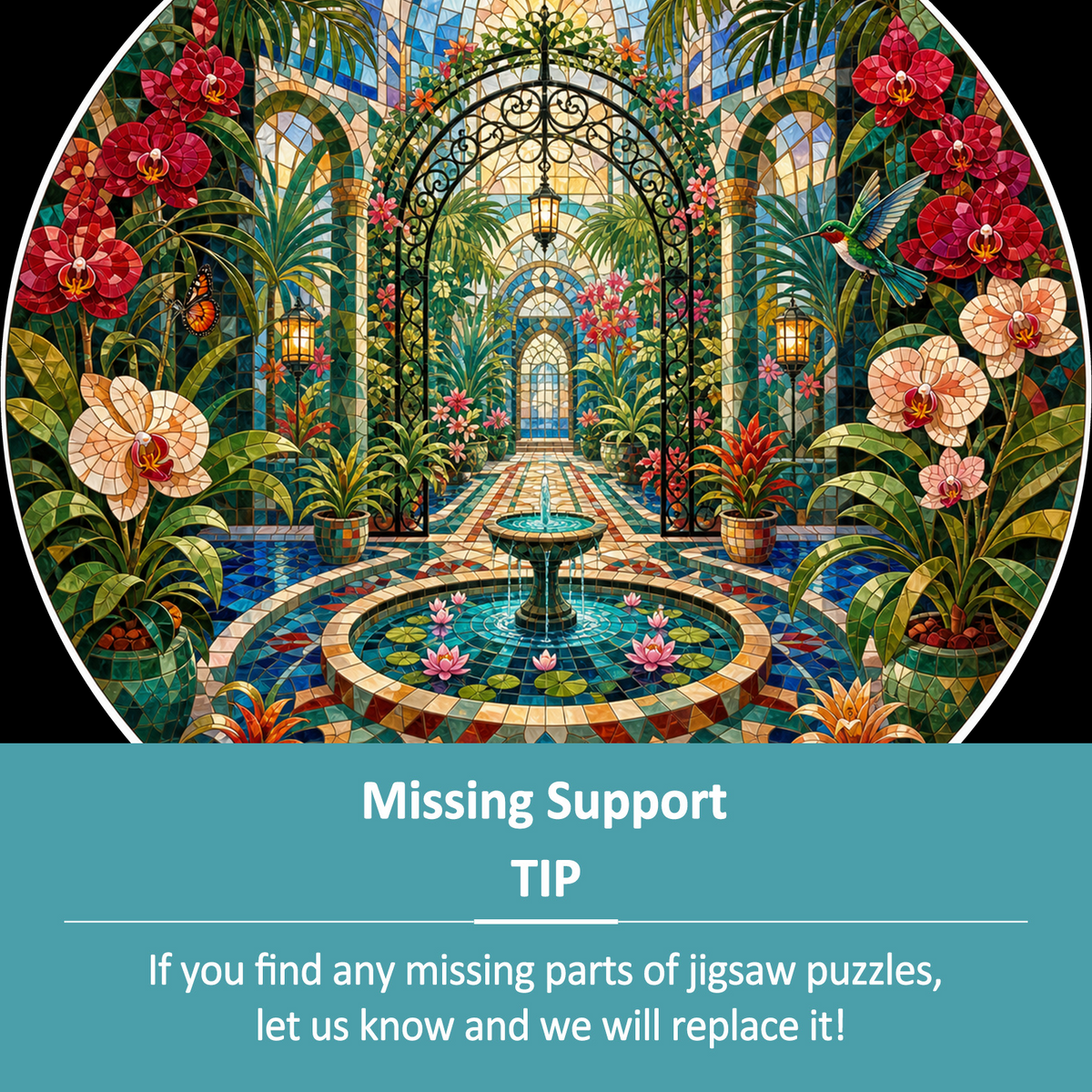 Radiant Botanical Greenhouse Maze Round Puzzle - puzzle product view