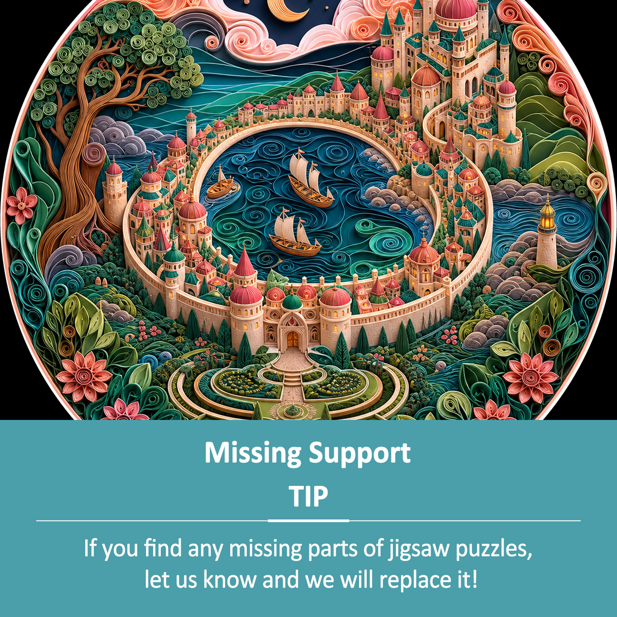 Twilight Crescent Castle City Round Puzzle - puzzle product view