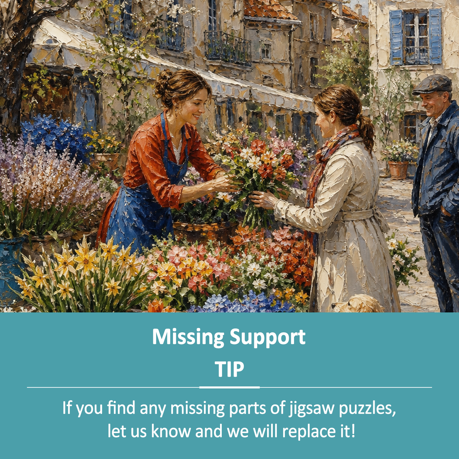 Quiet Spring Flower Market Oil Impasto Portrait Puzzle - puzzle product view