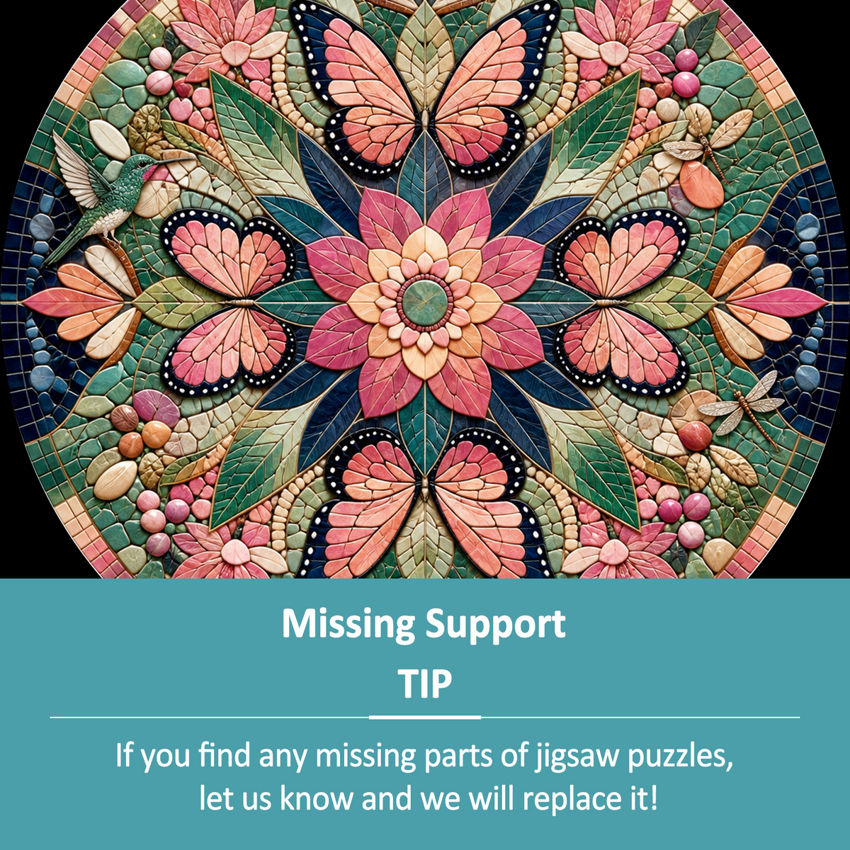 Whispering Botanical Kaleidoscope Round Puzzle - puzzle product view