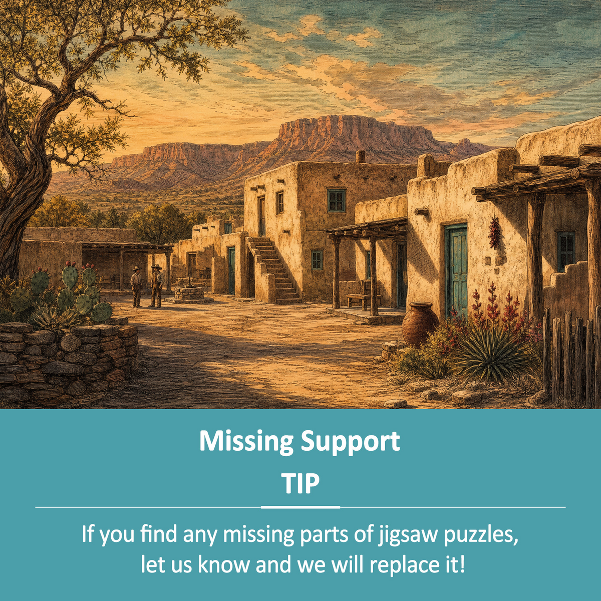 Luminous Desert Adobe Town Landscape Puzzle - puzzle product view