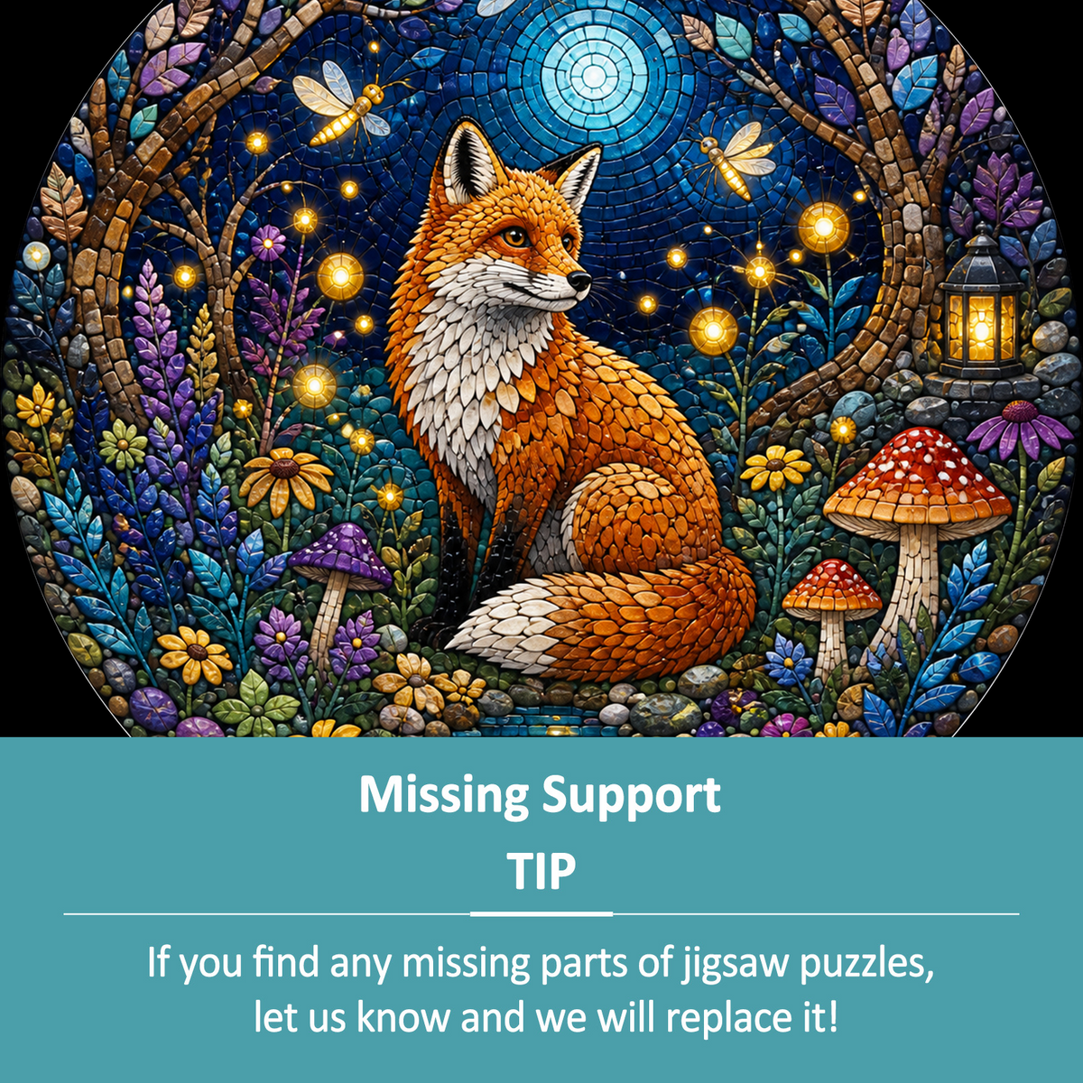 Copperleaf Fox and Firefly Grove Round Puzzle - puzzle product view