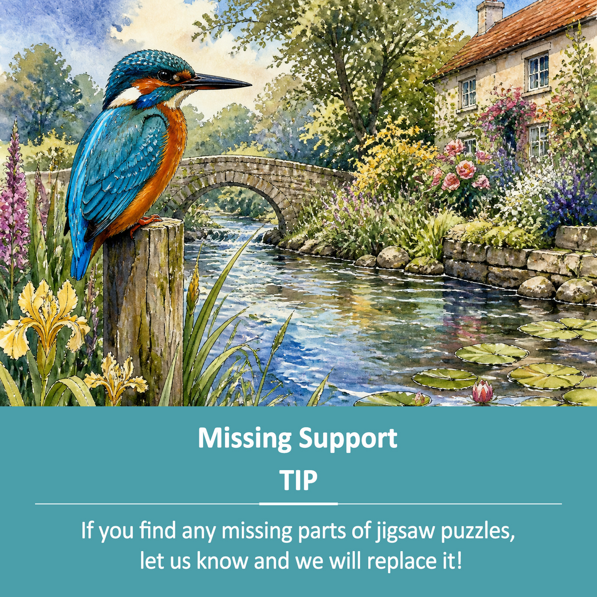 Luminous Kingfisher By A River Landscape Puzzle - puzzle product view