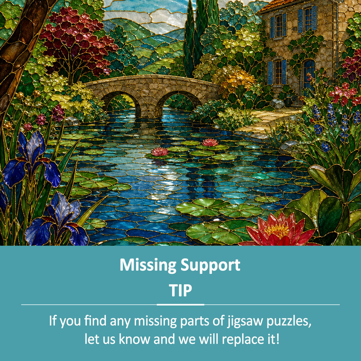Sunlit Water-Lily Pond Portrait Puzzle - puzzle product view