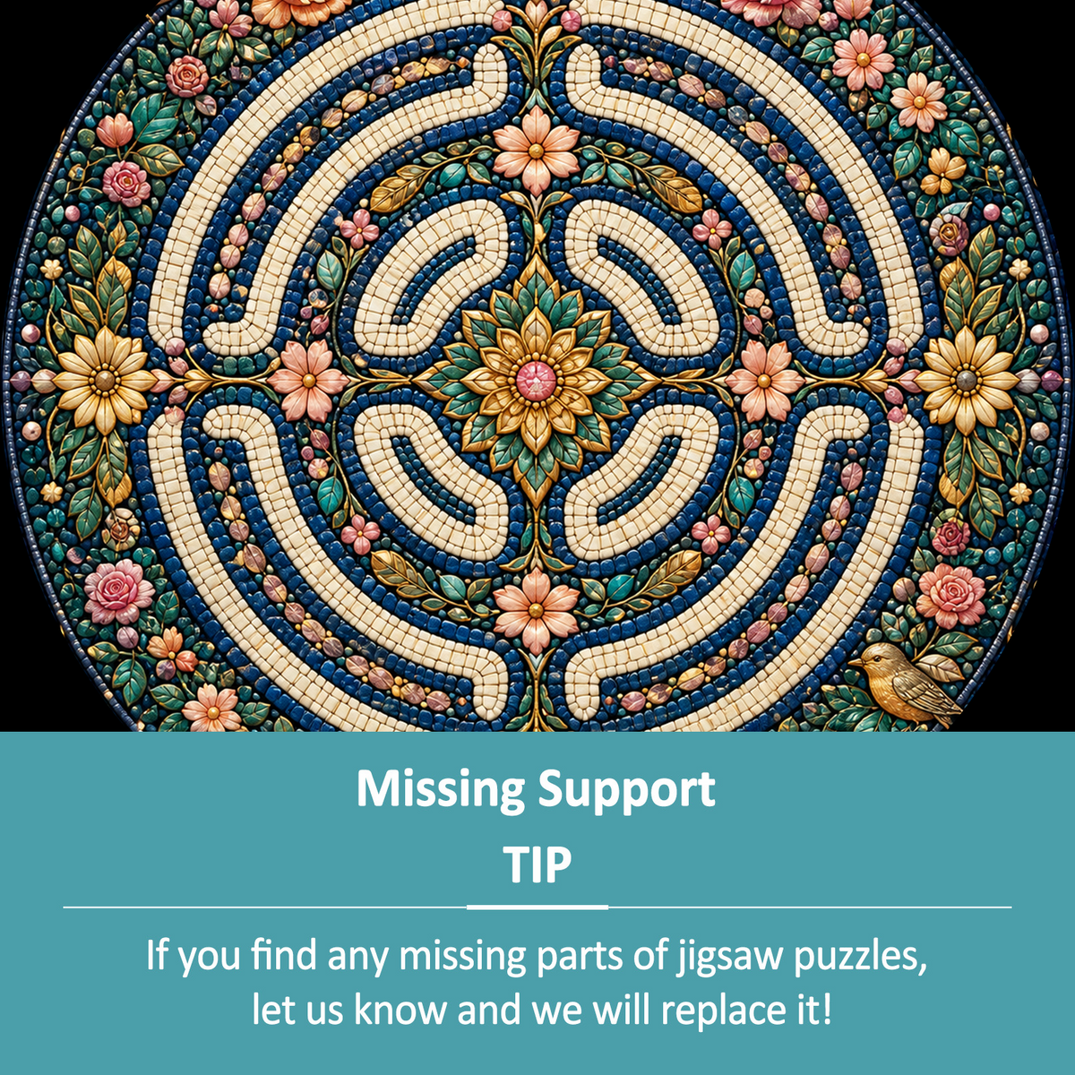 Golden Floral Labyrinth 074 Round Puzzle - puzzle product view