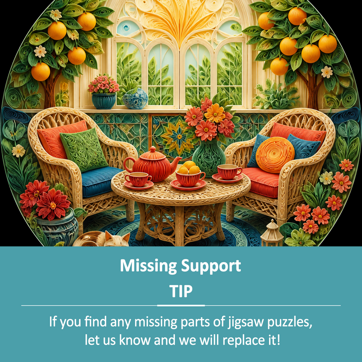Radiant Sunroom Tea Corner Round Puzzle - puzzle product view