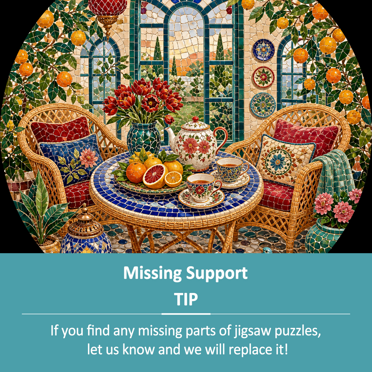 Velvet Sunroom Tea Corner Round Puzzle - puzzle product view