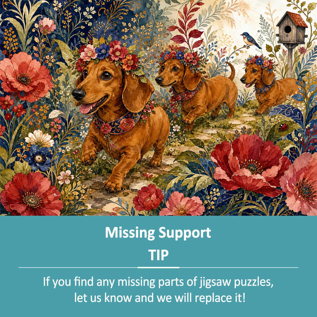 Amber Dachshund Flower Parade Landscape Puzzle - puzzle product view