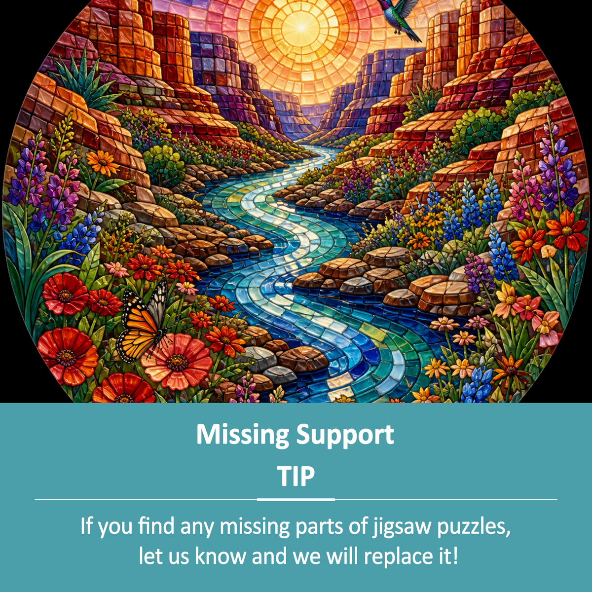Honeyed Wildflower Canyon River Round Puzzle - puzzle product view