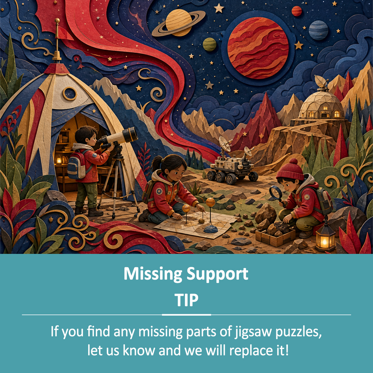 Starlit Space Explorer Camp Landscape Puzzle - puzzle product view