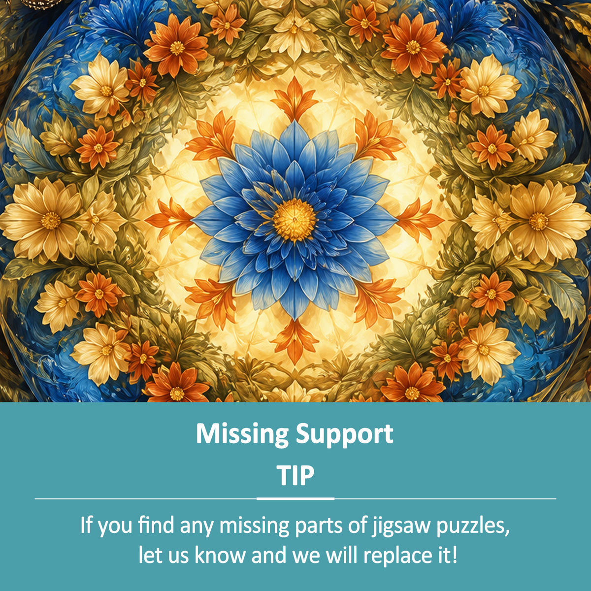 Moonlit Kaleidoscope Bloom Stained Glass Portrait Puzzle - puzzle product view