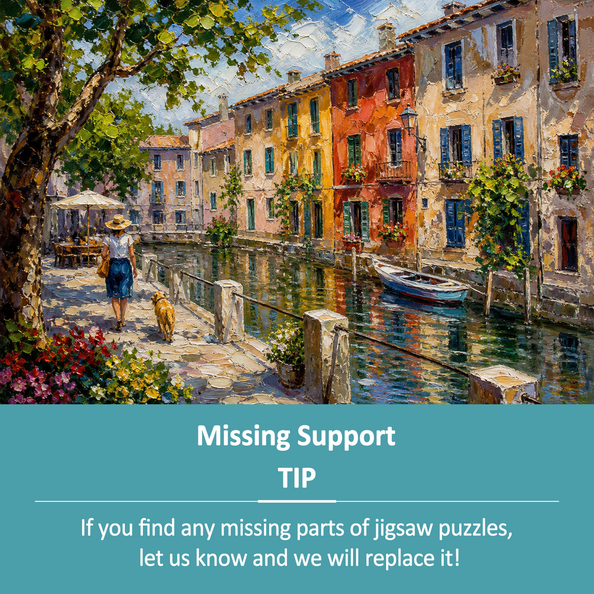 Vibrant Canal-Side Houses Landscape Puzzle - puzzle product view