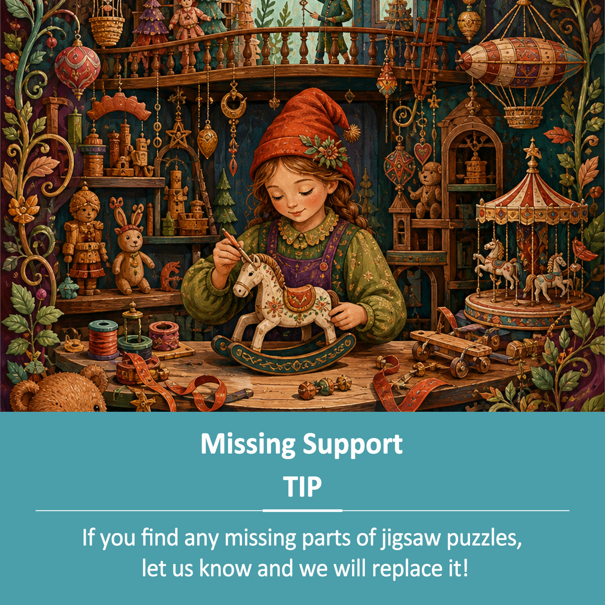 Amber Holiday Toy Workshop Portrait Puzzle - puzzle product view