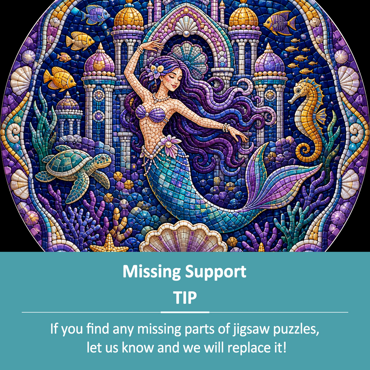 Dancing Mermaid Coral Palace Round Puzzle - puzzle product view