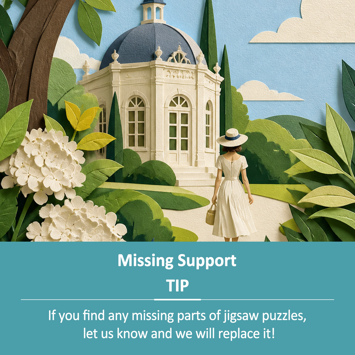 Golden-Hour Paper-Cut Garden Portrait Puzzle - puzzle product view