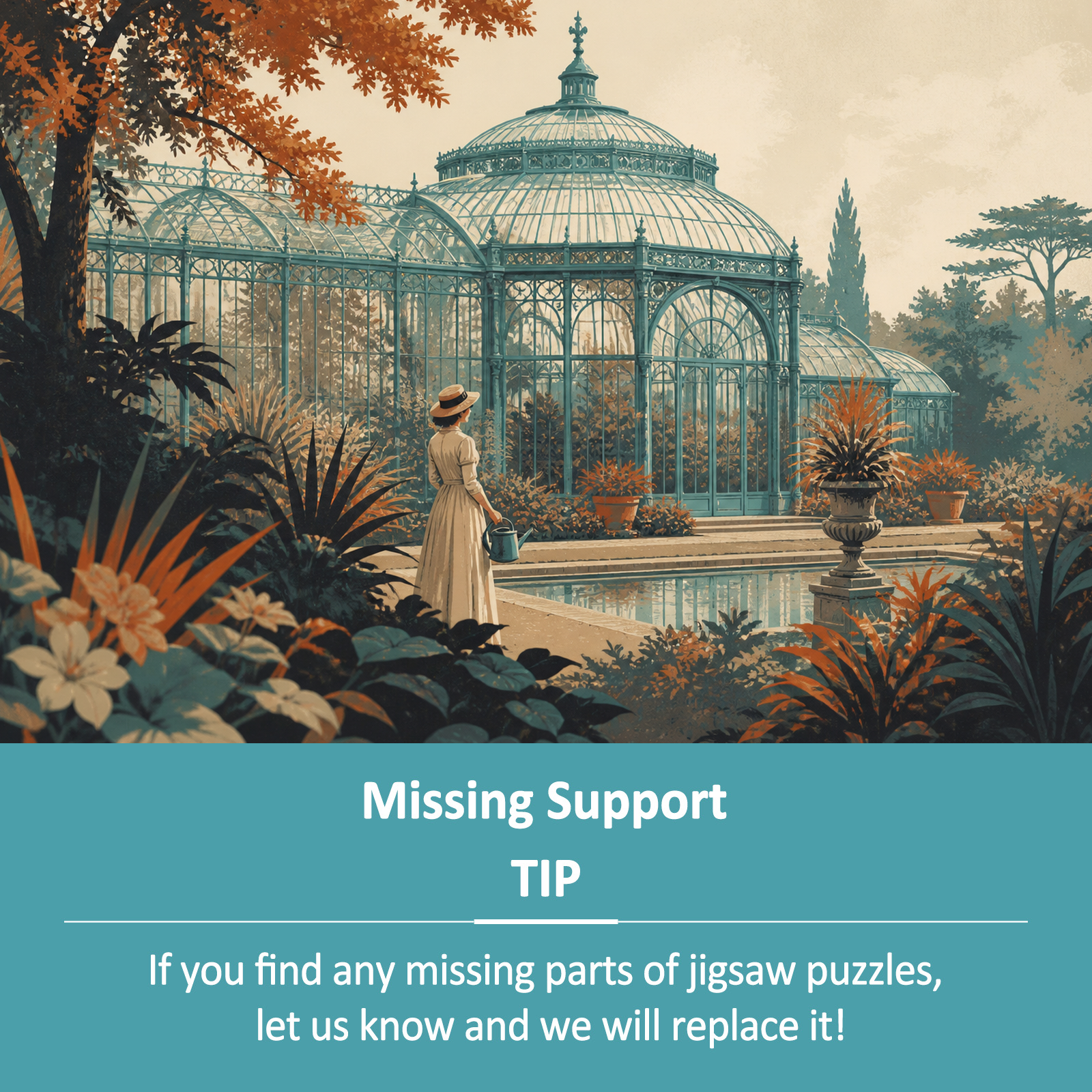Quiet Art Nouveau Greenhouse Screen Print Landscape Puzzle - puzzle product view