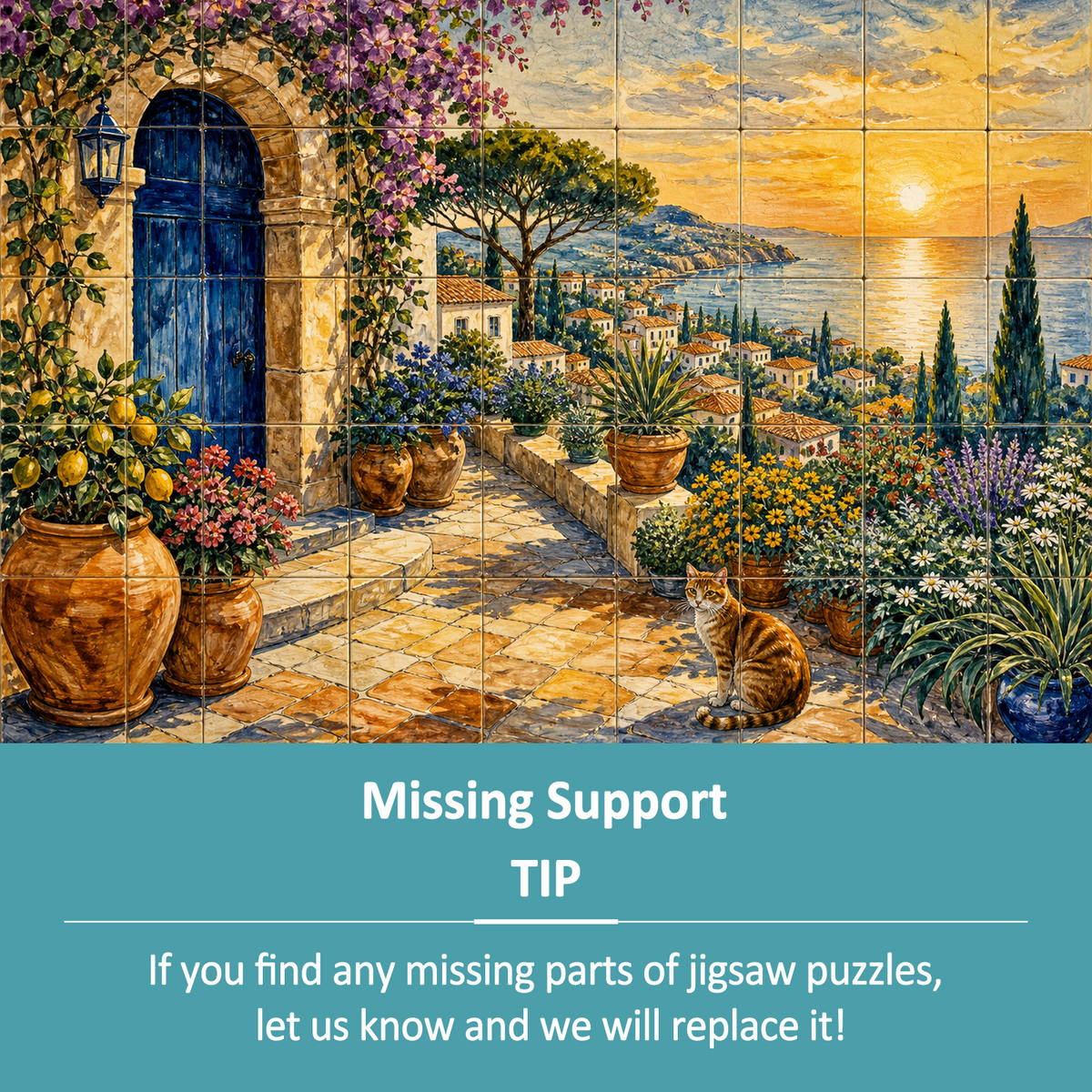 Golden-Hour Garden Courtyard Landscape Puzzle - puzzle product view