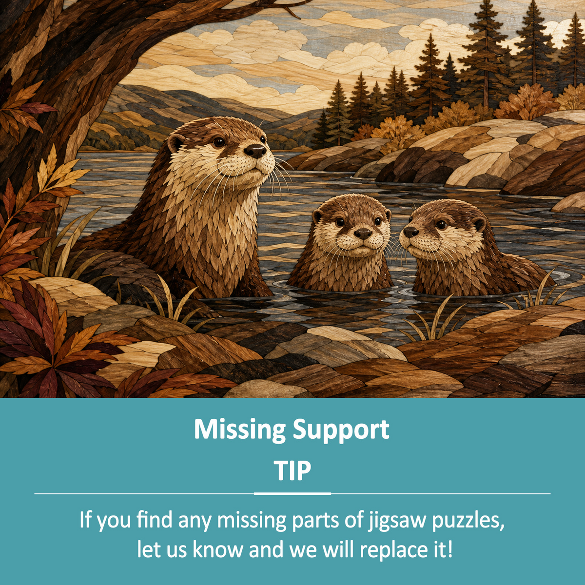 Vibrant Otter Family Landscape Puzzle - puzzle product view