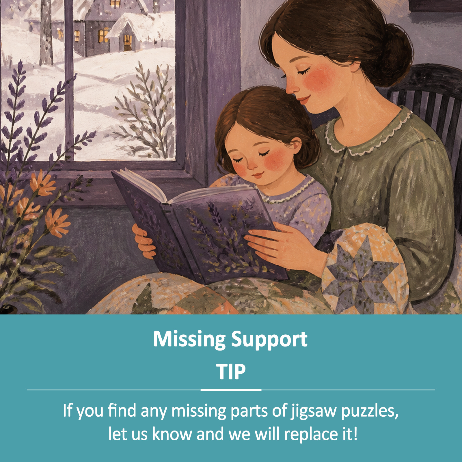 Luminous Winter Cabin Lights Folk Art Portrait Puzzle - puzzle product view
